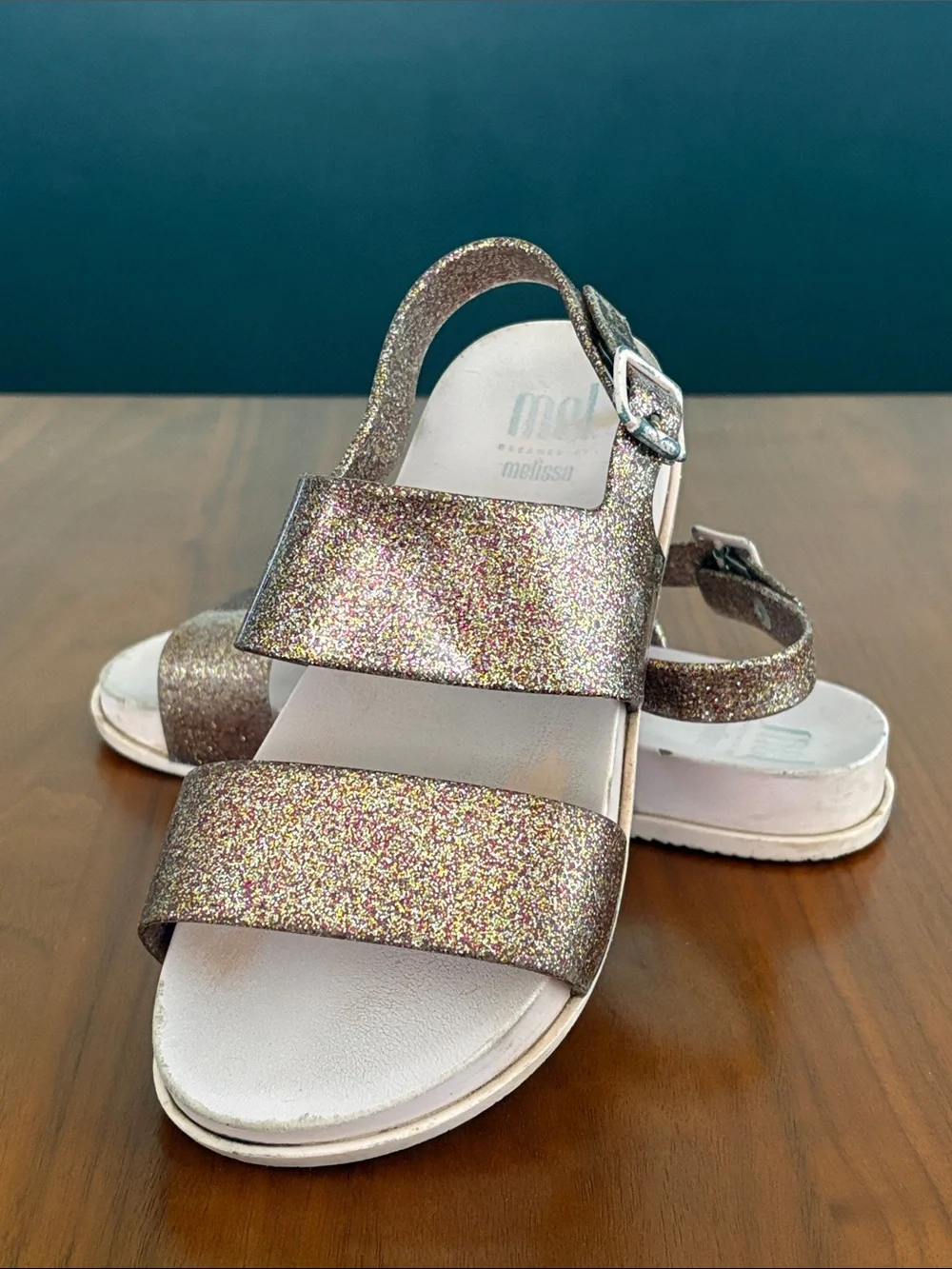 Mel dreamed by Melissa, Mini Melissa Mel Cosmic Sandal, glitter, size 3